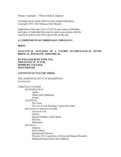 ﻿خلاصه ای از الهیات مسیحی: الهیات سیستماتیک جلد 3 از 3