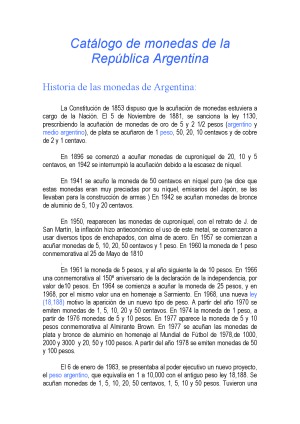 ﻿کاتالوگ سکه های جمهوری آرژانتین