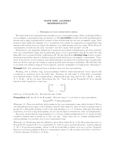 ﻿ریاضی 250B - جبر: نیمه سادگی