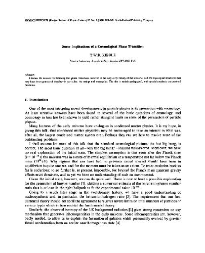 برخی از پیامدهای انتقال فاز کیهان شناختی