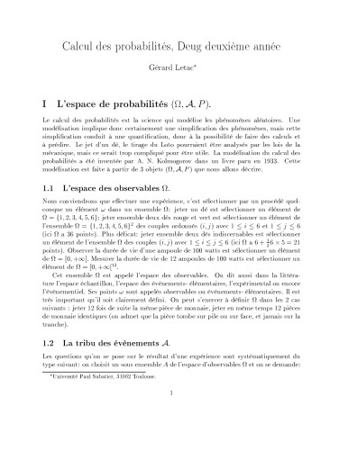 ﻿محاسبه احتمالات، Deug سال دوم