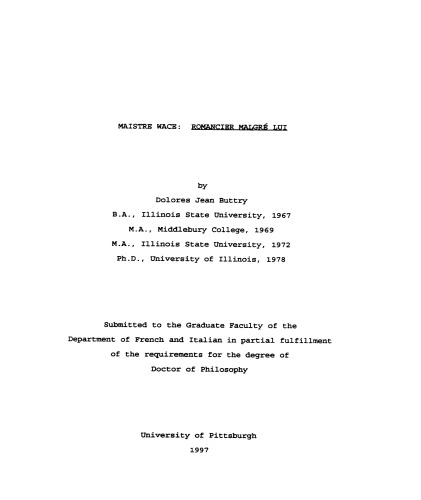 ﻿Maistre Wace : عاشقانه مالگره لوی