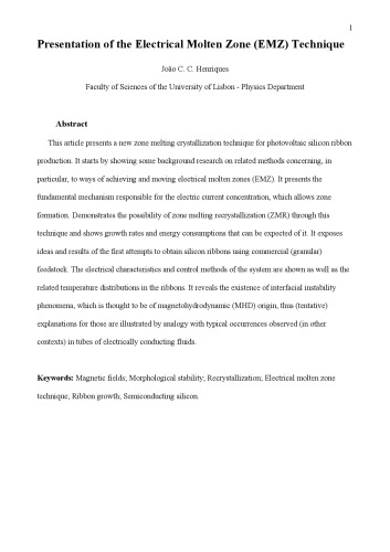 ﻿ارائه تکنیک منطقه مذاب الکتریکی (EMZ)