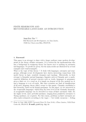 ﻿نیمه گروه های محدود و زبان های قابل تشخیص: مقدمه