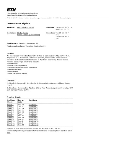 ﻿جبر جابجایی (HS 2014): تمرین های حل شده