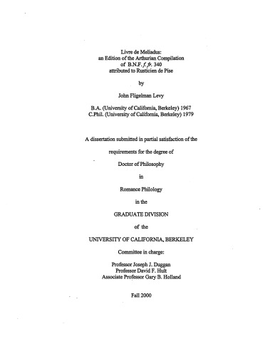﻿Livre de Meliadus: نسخه ای از مجموعه آرتوریان B.N.F.f.fr. 340 منسوب به Rusticien de Pise