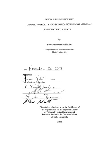 ﻿گفتارهای صداقت: جنسیت، اختیار و دلالت در برخی از متون درباری فرانسه قرون وسطی