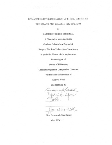﻿عاشقانه و شکل گیری هویت های قومی در انگلستان و ولز، ج. 1050 تا c. 1200