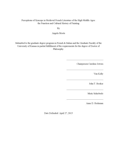 ادراک سینکوپ در ادبیات قرون وسطایی فرانسوی قرون وسطایی: تابع و تاریخ فرهنگی نادانی