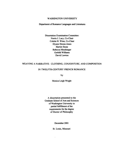 ﻿بافتن یک روایت: لباس، ترکیب و ترکیب در رمانس فرانسوی قرن دوازدهم