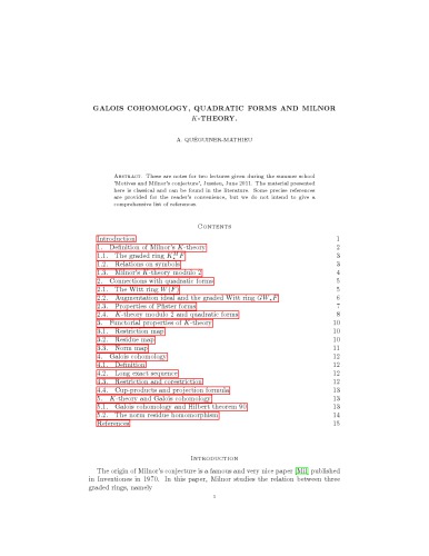 ﻿هم‌شناسی گالوا، فرم‌های درجه دوم و نظریه K Milnor
