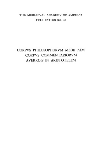 Averrois Cordubensis Compendia librorum Aristotelis qui Parva naturalia vocantur