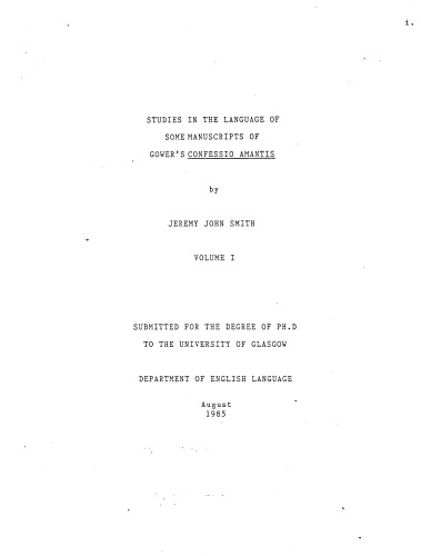 مطالعات به زبان برخی از نسخه های خطی Confessio amantis Gower