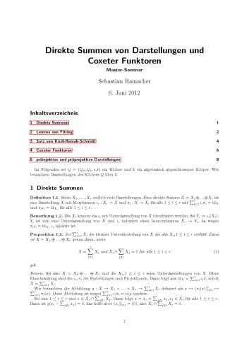 ﻿مجموع مستقیم نمایش ها و تابع های Coxeter