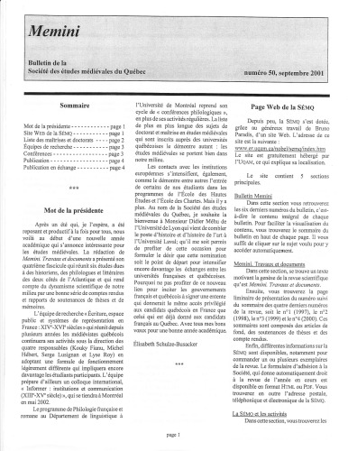 ﻿ممینی: بولتن انجمن مطالعات قرون وسطی کبک
