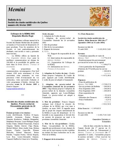 ﻿ممینی: بولتن انجمن مطالعات قرون وسطی کبک