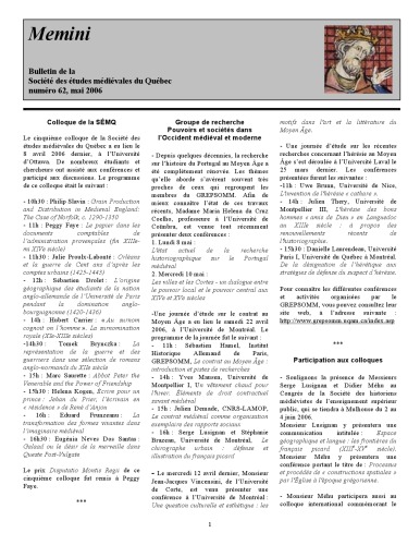 ﻿ممینی: بولتن انجمن مطالعات قرون وسطی کبک