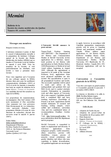 ﻿ممینی: بولتن انجمن مطالعات قرون وسطی کبک