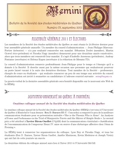 ﻿ممینی: بولتن انجمن مطالعات قرون وسطی کبک