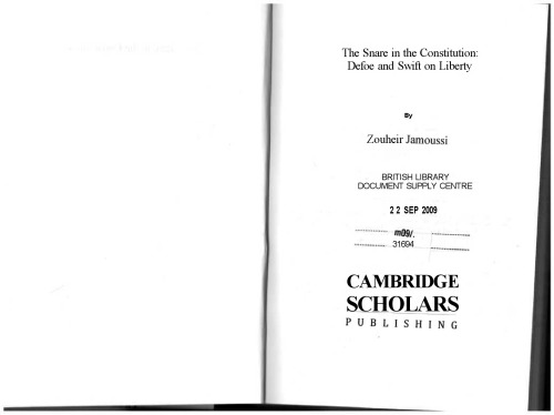 ﻿Snare in the Constitution: Defoe and Swift on Liberty