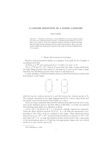 ﻿تعریف مختصر از یک دسته مدل