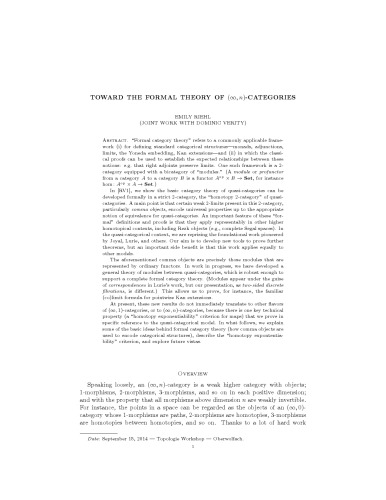 ﻿به سمت نظریه رسمی (بی نهایت، n) - مقوله ها