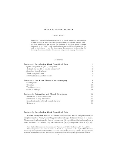 ﻿مجموعه های پیچیده ضعیف [یادداشت های سخنرانی]