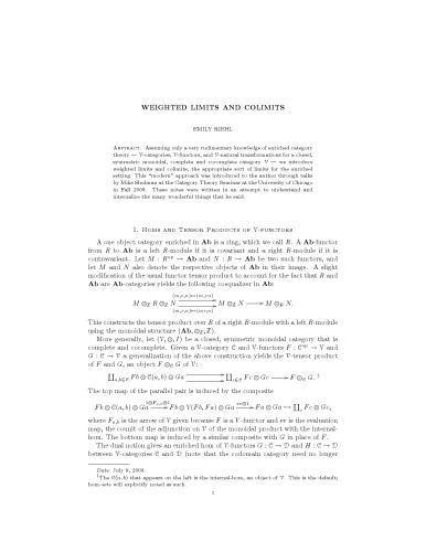 محدودیت های وزنی و colimits [یادداشت ها]