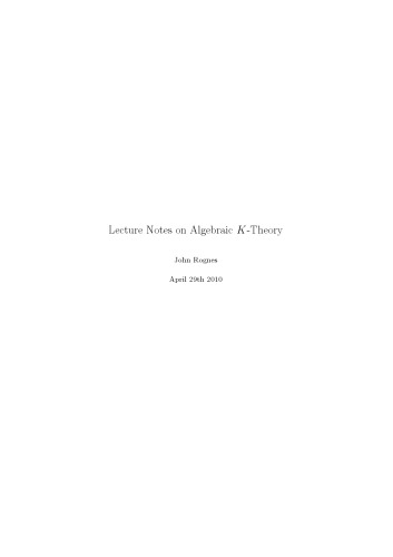 ﻿یادداشت های سخنرانی در مورد نظریه K جبری