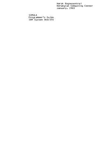 ﻿راهنمای برنامه نویس SIMULA برای IBM System 360/370