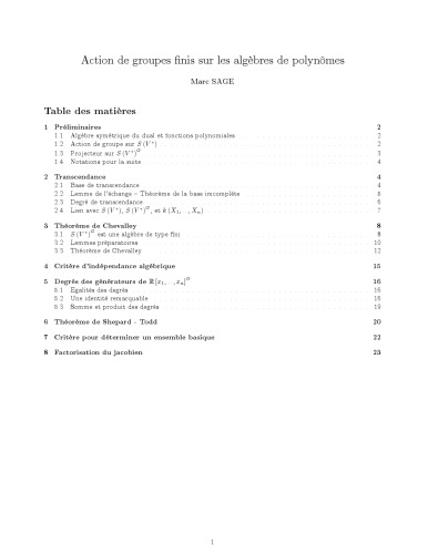 ﻿عمل گروه های محدود بر روی جبرهای چند جمله ای [یادداشت های سخنرانی]