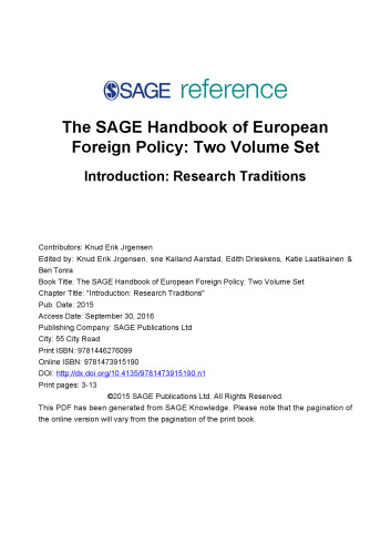 ﻿SAGE Handbook of European Foreign Policy: مجموعه دو جلدی