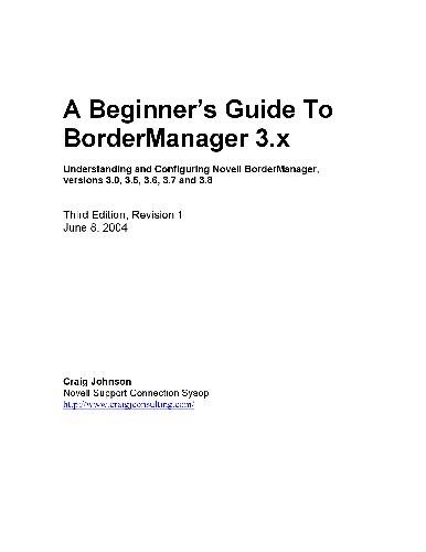 راهنمای مبتدی برای BorderManager 3.x (ویرایش سوم ، نسخه 1)
