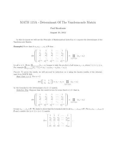 ﻿تعیین کننده ماتریس واندرموند [یادداشت های توضیحی]