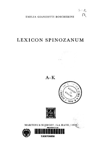 ﻿Lexicon Spinozanum. جلد 1. الف-ک.
