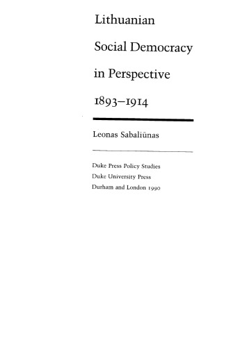 ﻿سوسیال دموکراسی لیتوانیایی در چشم انداز، 1893-1914