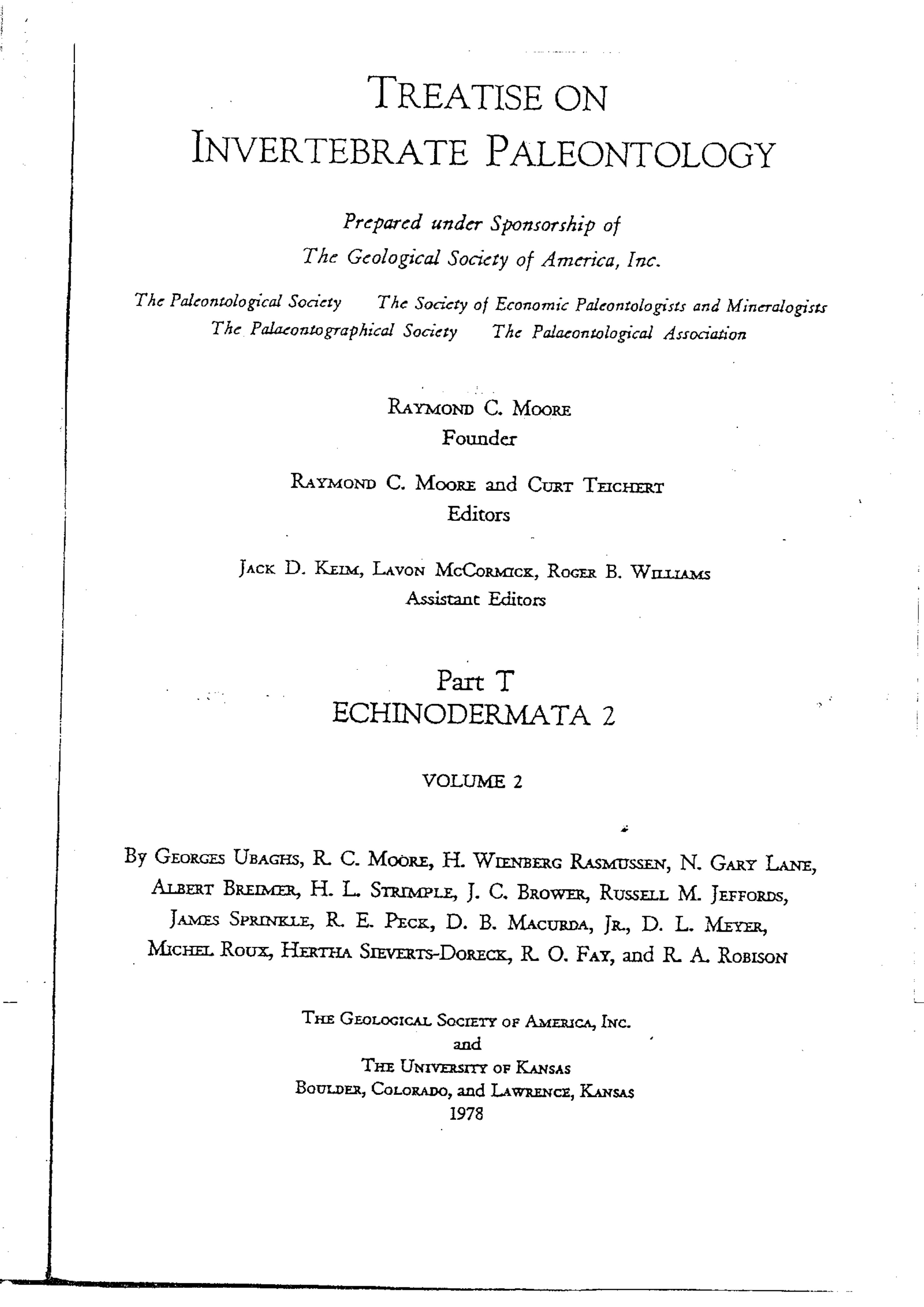 رساله مربوط به دیرینه شناسی بی مهرگان - قسمت T - اکینودرماتا 2