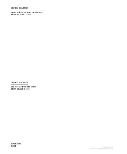 ﻿واقعیت های المپیک : sechs Städte nach dem Grossanlass = شش شهر بعد از بازی ها
