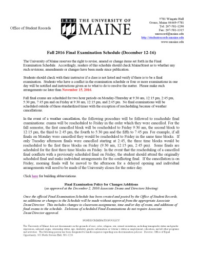 ﻿برنامه امتحانات نهایی پاییز 2016