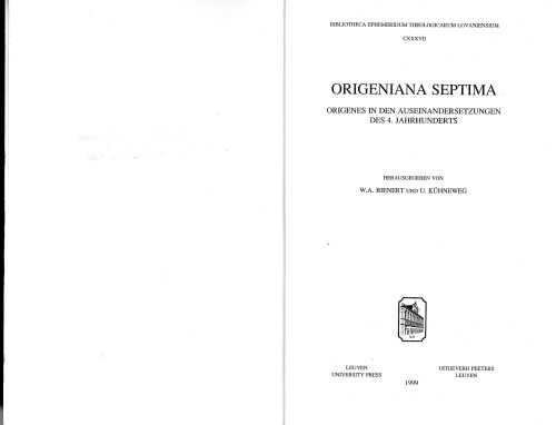 ﻿Origeniana Septima. اوریگن در منازعات قرن چهارم