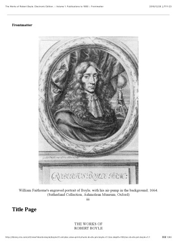 ﻿آثار رابرت بویل، جلد 1: انتشارات تا 1660