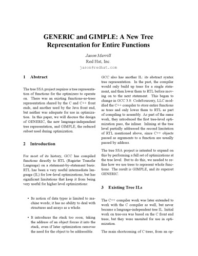 ﻿GENERIC و GIMPLE: یک نمایش درخت جدید برای کل عملکردها