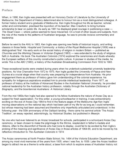 ﻿Anzac به یاد آورد: نوشته های منتخب K.S. انگلیسی