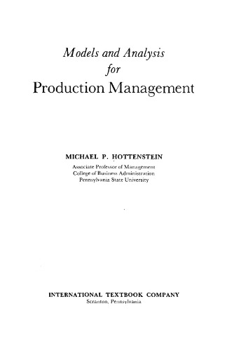 ﻿مدل ها و تجزیه و تحلیل برای مدیریت تولید