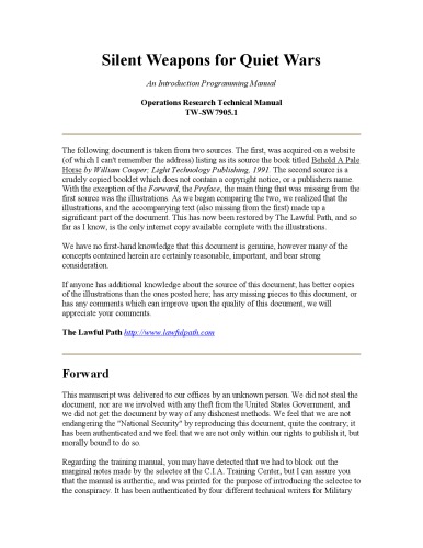 ﻿سلاح های بی صدا برای جنگ های آرام: کتابچه راهنمای برنامه نویسی مقدماتی. راهنمای فنی تحقیق در عملیات TW-SW7905.1