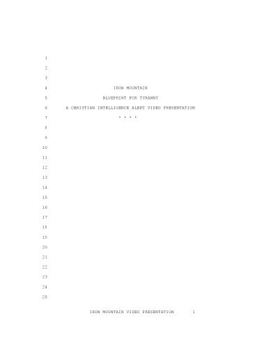 ﻿Iron Mountain Blueprint for Tyranny: ارائه ویدئویی هشدار اطلاعاتی مسیحی