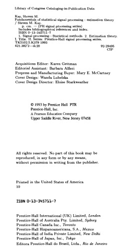 ﻿مبانی پردازش سیگنال آماری، جلد اول: نظریه تخمین