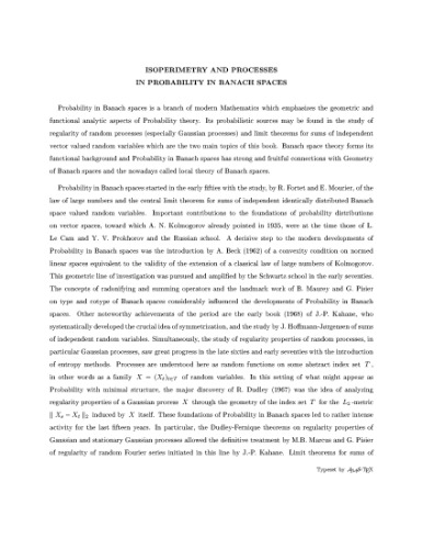 ﻿احتمال در فضاهای باناخ: ایزوپریمتری و فرآیندها