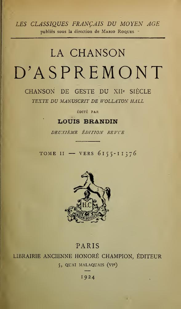 ﻿آواز آسپرمونت، آهنگ ژست از قرن دوازدهم، متن از دستنوشته تالار وولاتون