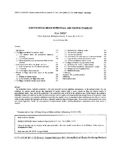 ﻿پتانسیل هیگز Electroweak و پایداری خلاء